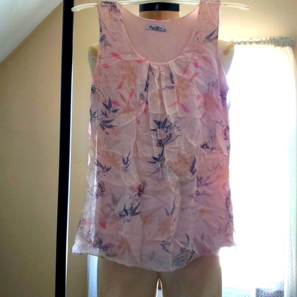 Elena Baldi Sheer Lined Pink Tank Top size S